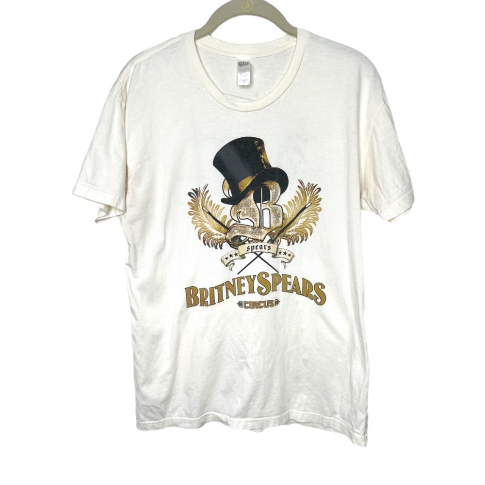 Britney Spears Circus Tour 2009 Large Tee Shirt Beige Off Color
